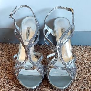 Sparkly silver strappy high heel sandals, Cabarrus, size 9